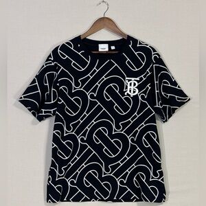 Burberry TB Monogram Logo T-Shirt Black White Size M Luxury Streetwear